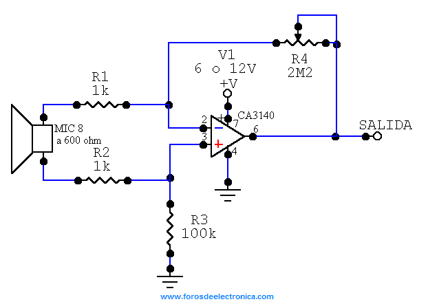 Pre-amplificador para microfono dinamico