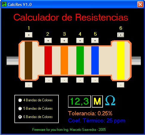 estudio Digno Influencia Bájate el programa de resistencias (3, 4, 5 y 6 Bandas) | Foros de  Electrónica